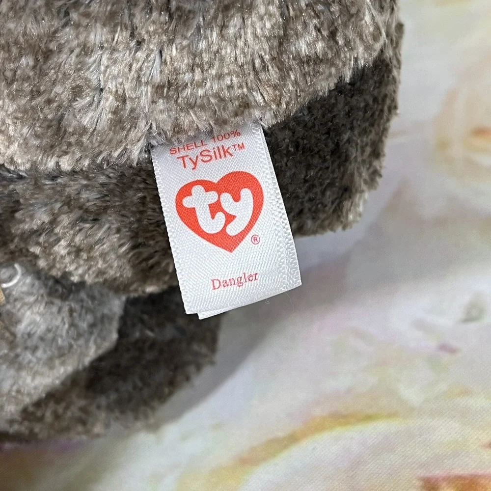 Ty Beanie Boo Dangler Sloth Plush Brown Gold Glitter Eyes Paws Soft TySilk 9in